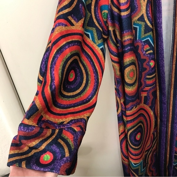 MissLook boho retro geometric print overcoat kimono duster size L - Picture 5 of 9